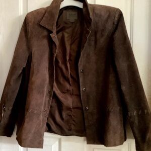 Leather jacket brown suede washable size sz 10 made in China